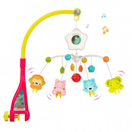  Zenélő, világító kiságyforgó babáknak négy aranyos állatfigurával