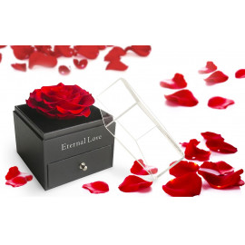 Díszdobozos rózsa - Rosegold szív 100 nyelven szeretlek nyaklánc