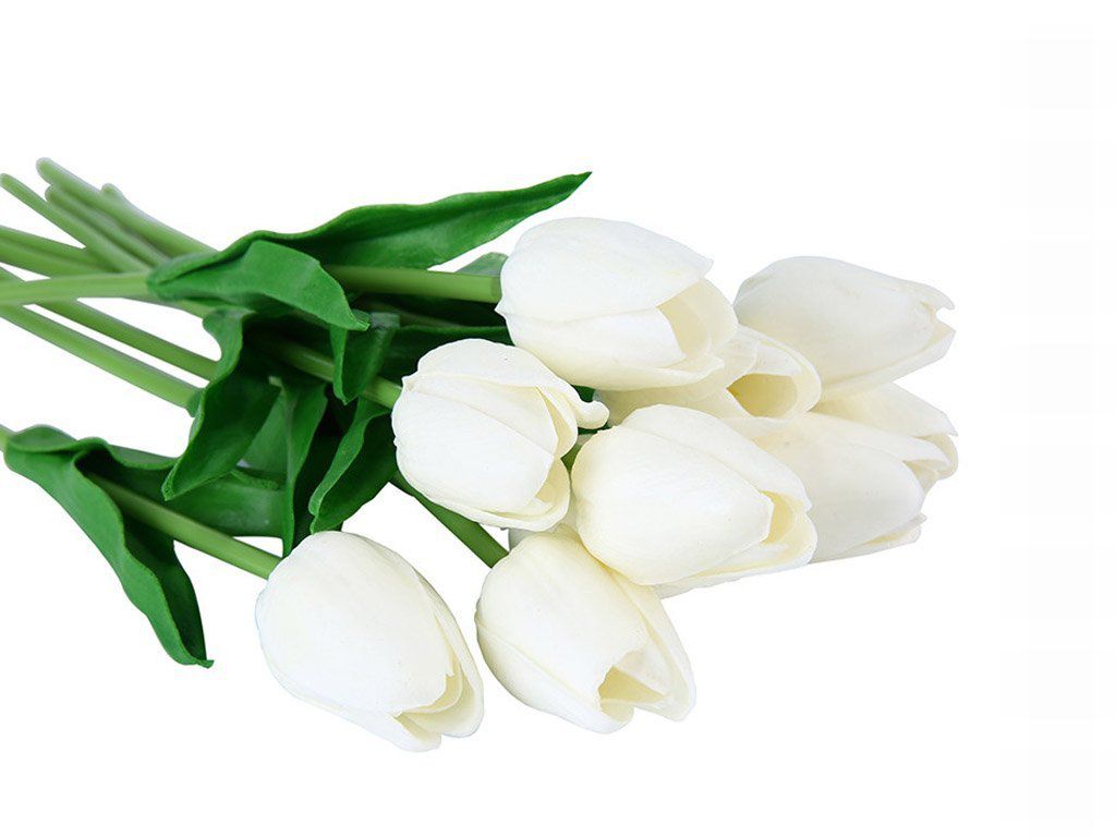 Gumi tulipán csokor - Fehér 