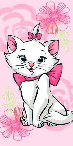 Marie cica Pink Flower fürdőlepedő, strand törölköző