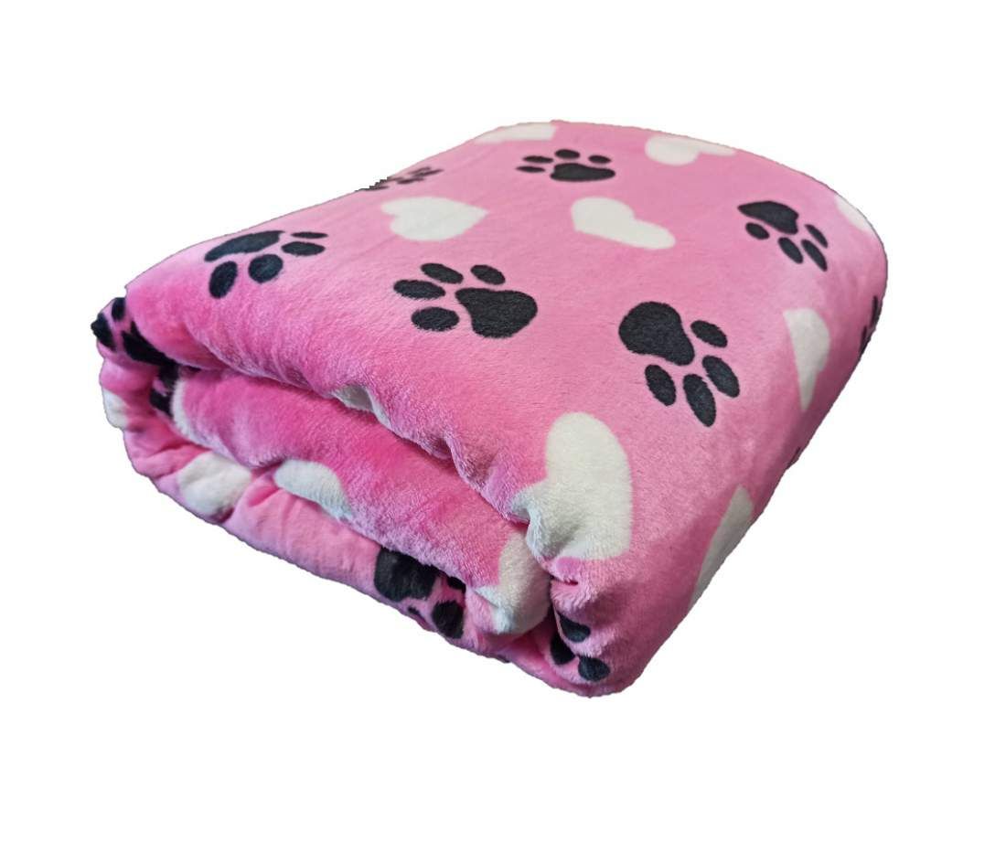 Szivecskés kutya mancs mintás rózsaszín wellsoft ágytakaró