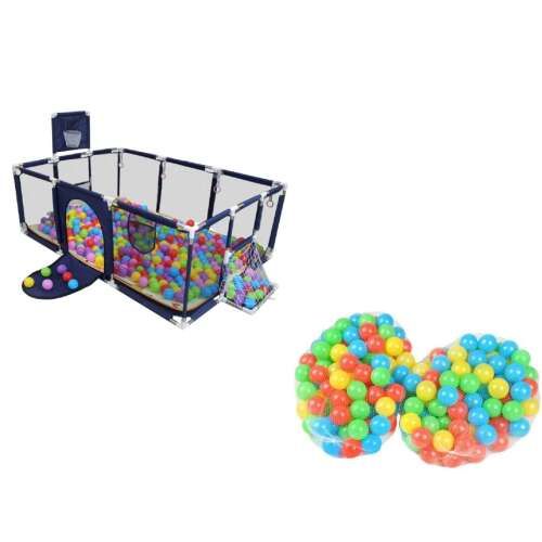 Gyermek járóka focikapuval és kosár palánkkal (kék) + 2*100 darab labda