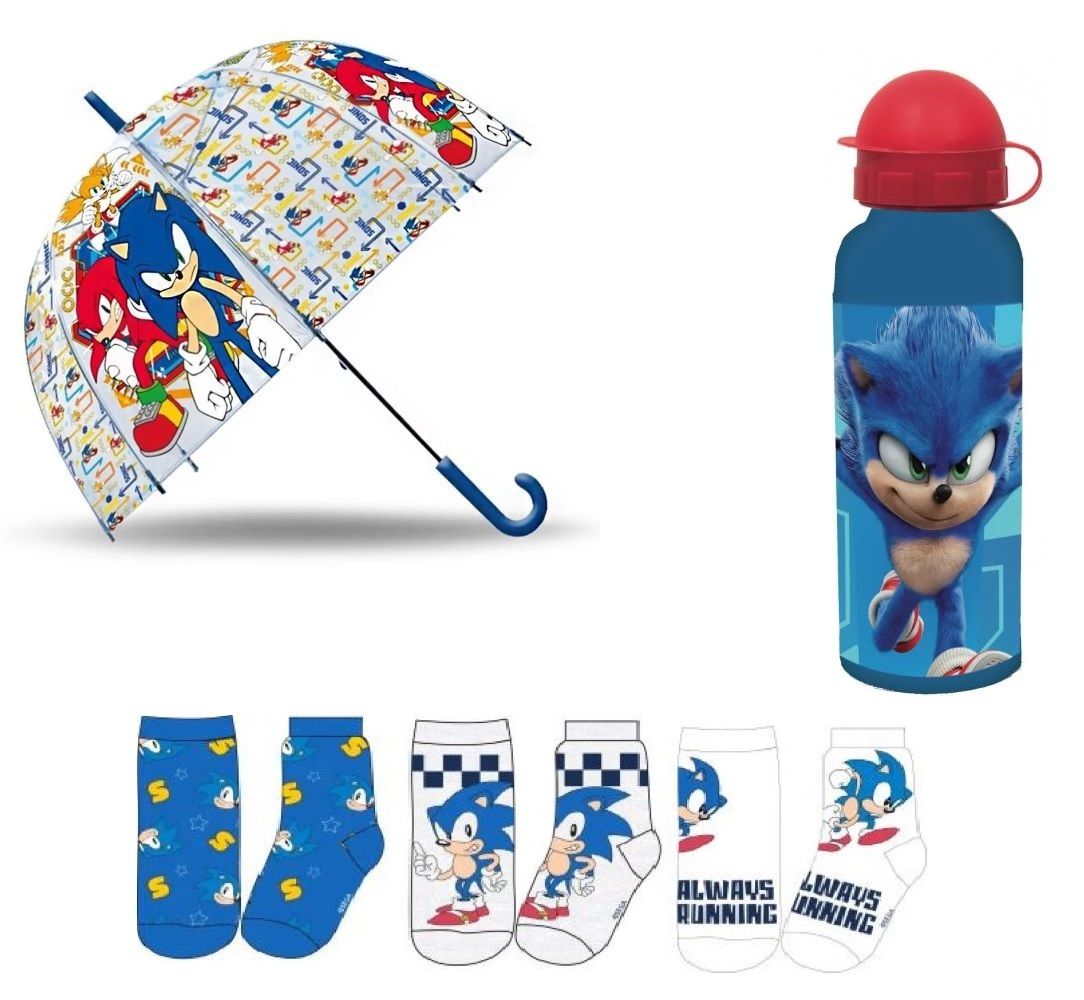 Sonic szett (esernyő,kulacs,zokni)