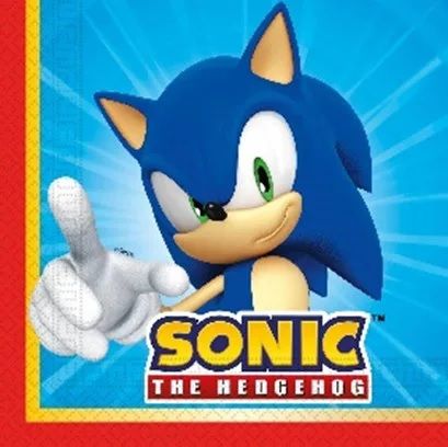 Sonic a sündisznó Sega szalvéta 20 db-os, 33x33 Cm
